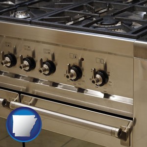 a stainless steel gas range and oven - with Arkansas icon