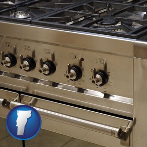 a stainless steel gas range and oven - with Vermont icon